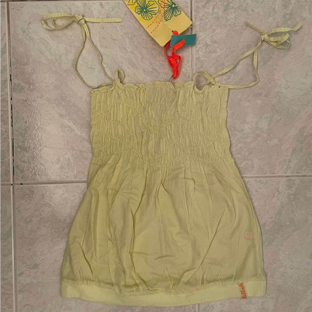 Yellow Cotton Tank Top Y2K Vintage